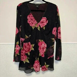 Women's American Angel II Blouse, 14/16, Black & Pink Y2K Style